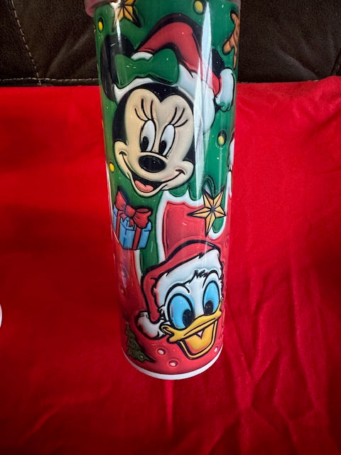 Christmas mickey/Pluto 20 oz stainless steel tumbler with lid and straw